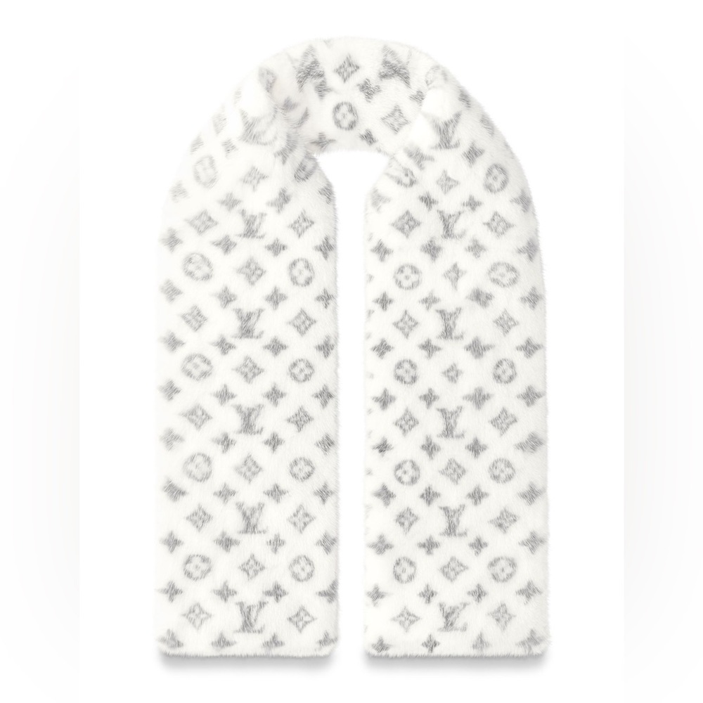 Louis Vuitton Monogram White Mink Stole